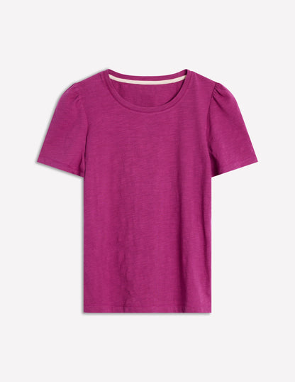 Cotton Puff Sleeve T-Shirt-Rich Magenta-5