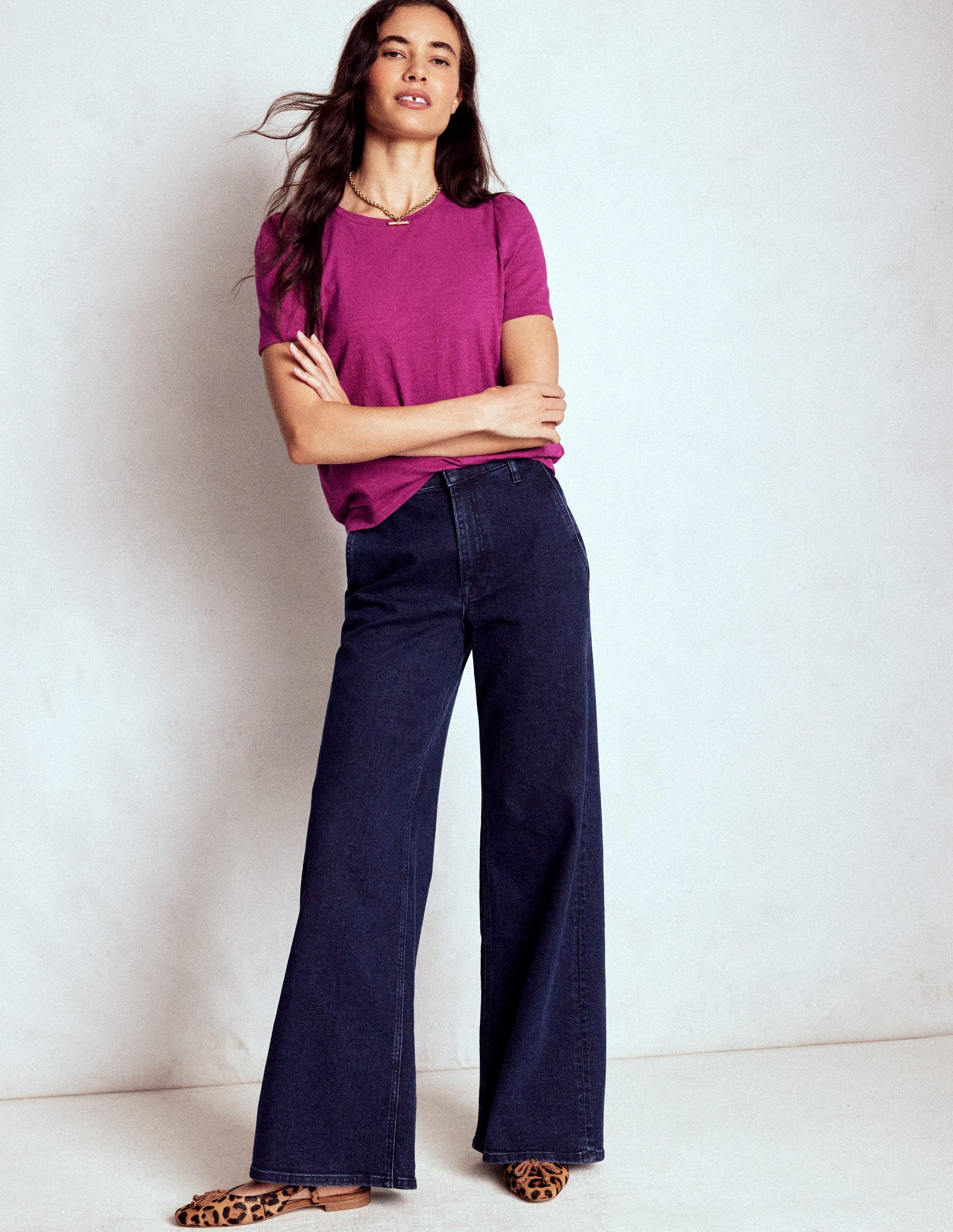 Cotton Puff Sleeve T-Shirt-Rich Magenta-4