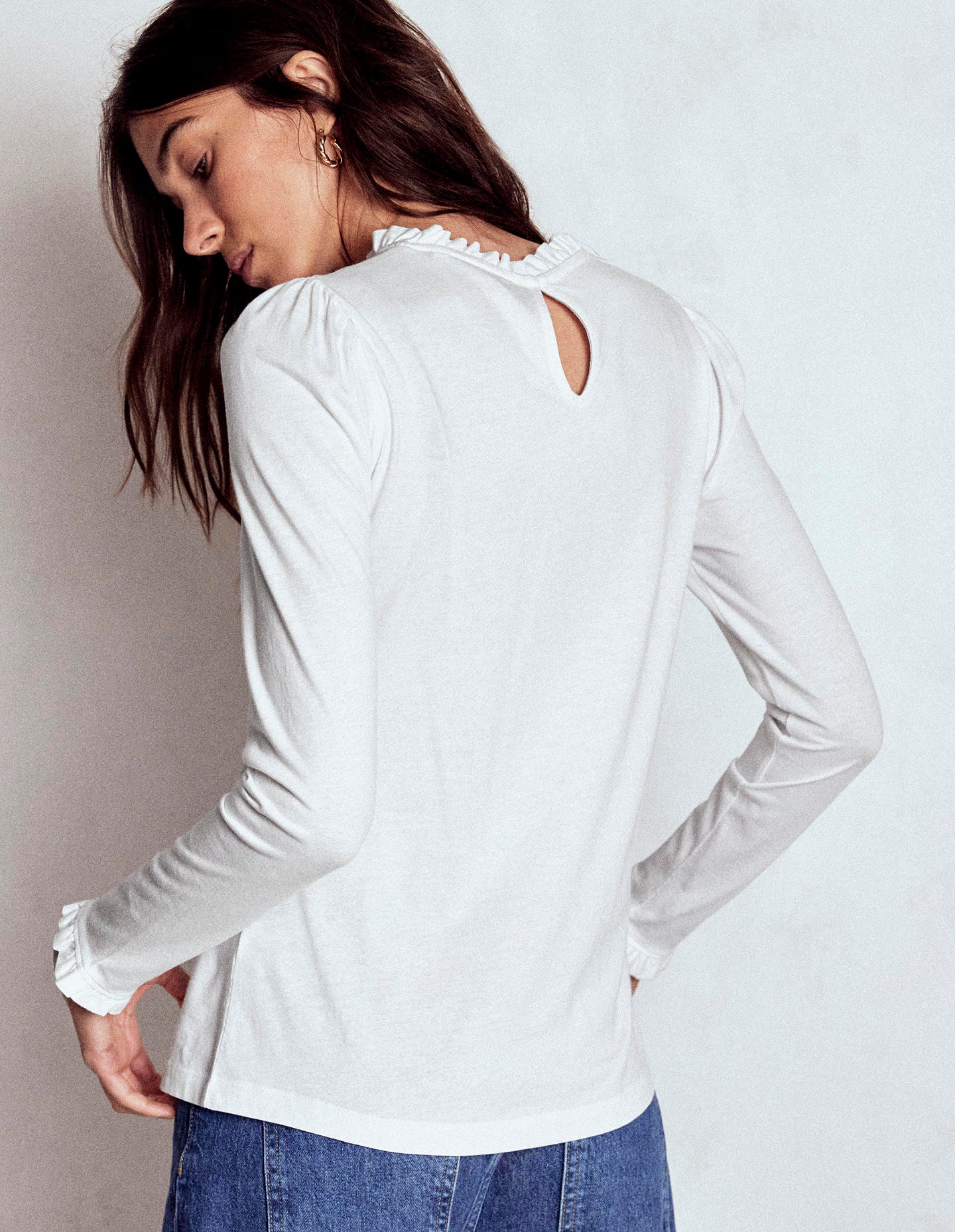 Supersoft Frill Detail Top-White-3