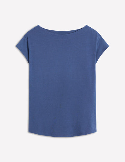 Supersoft Boat Neck T-Shirt-Denim Blue-5