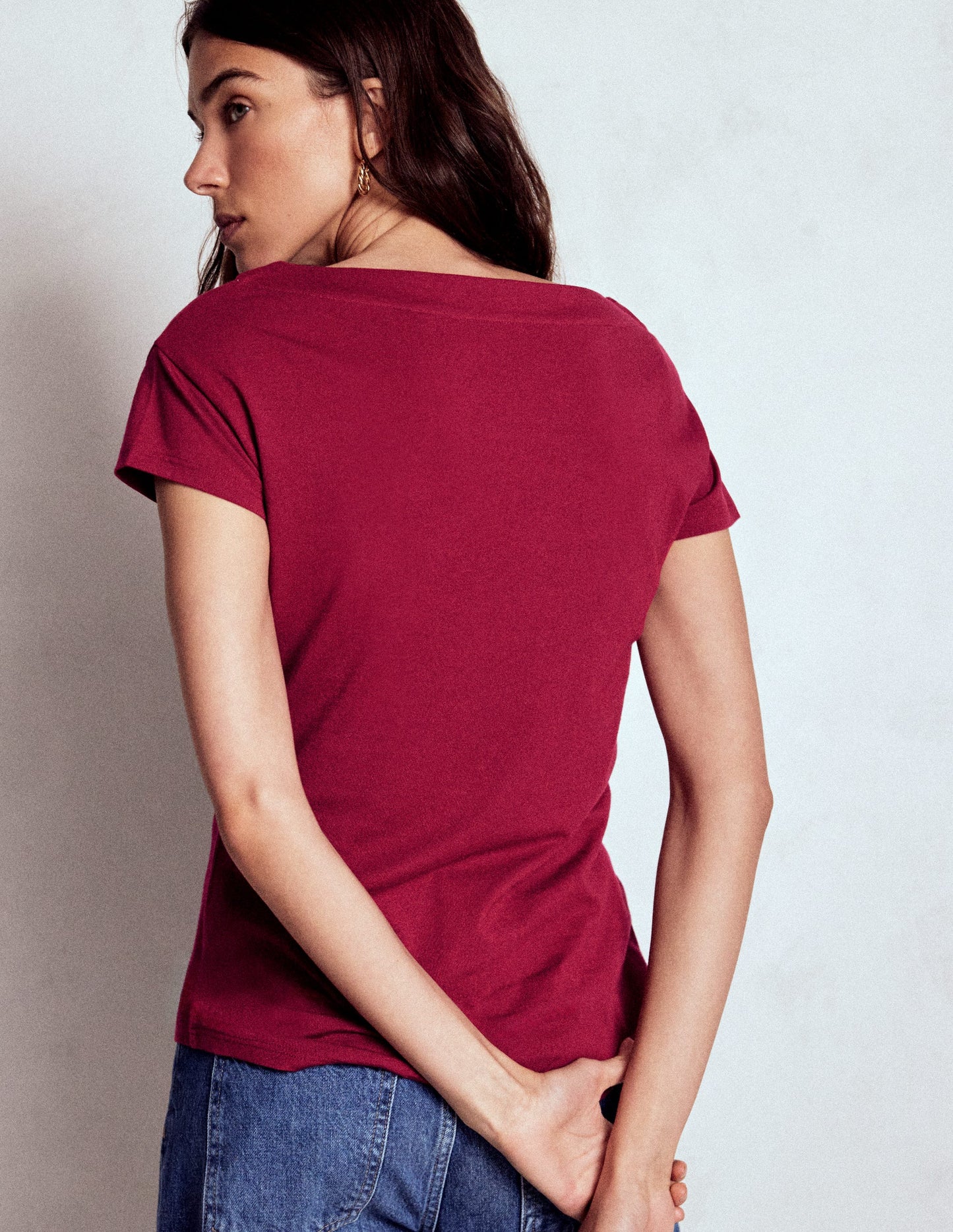 Supersoft Boat Neck T-Shirt-Burgundy Red