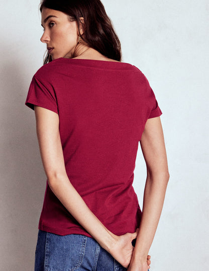 Supersoft Boat Neck T-Shirt-Burgundy Red-3