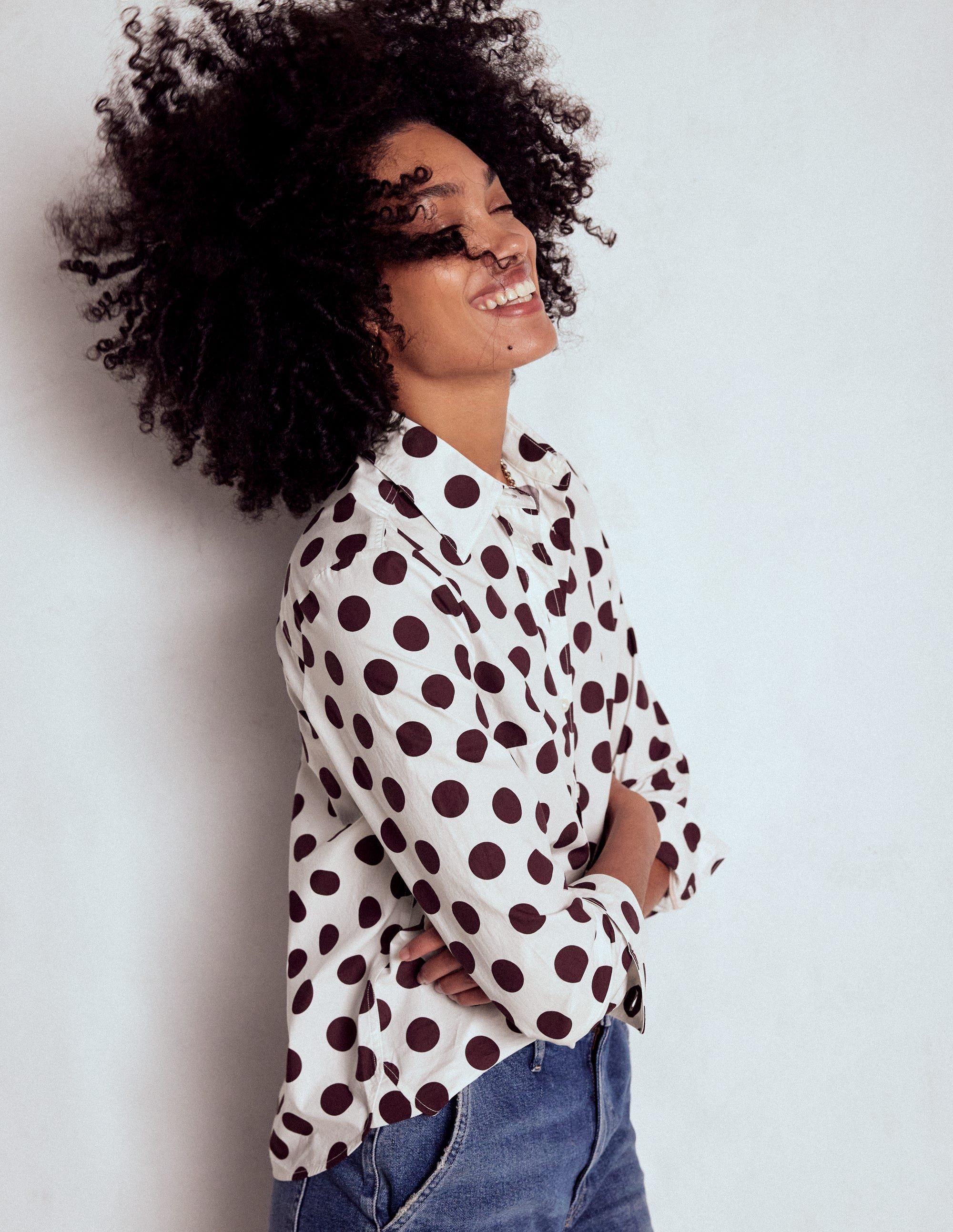 Sienna Cotton Shirt-Deep Wisteria, Spots - Image 1