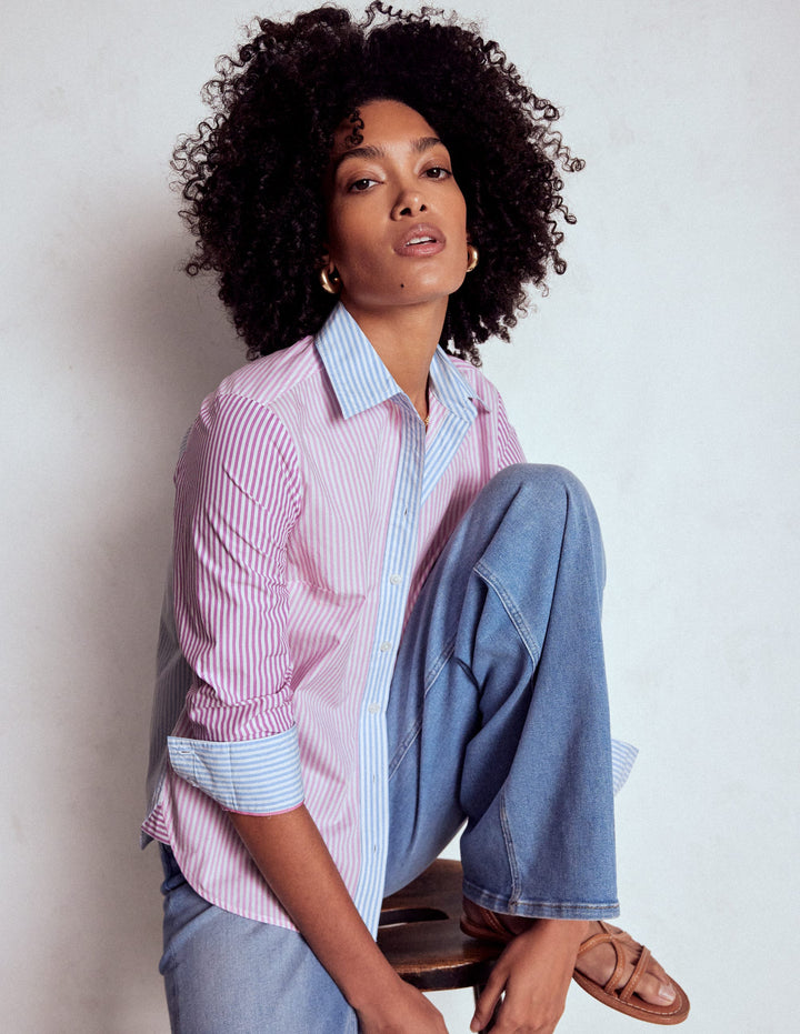 Sienna Cotton Shirt-Hotched, Multi Stripe