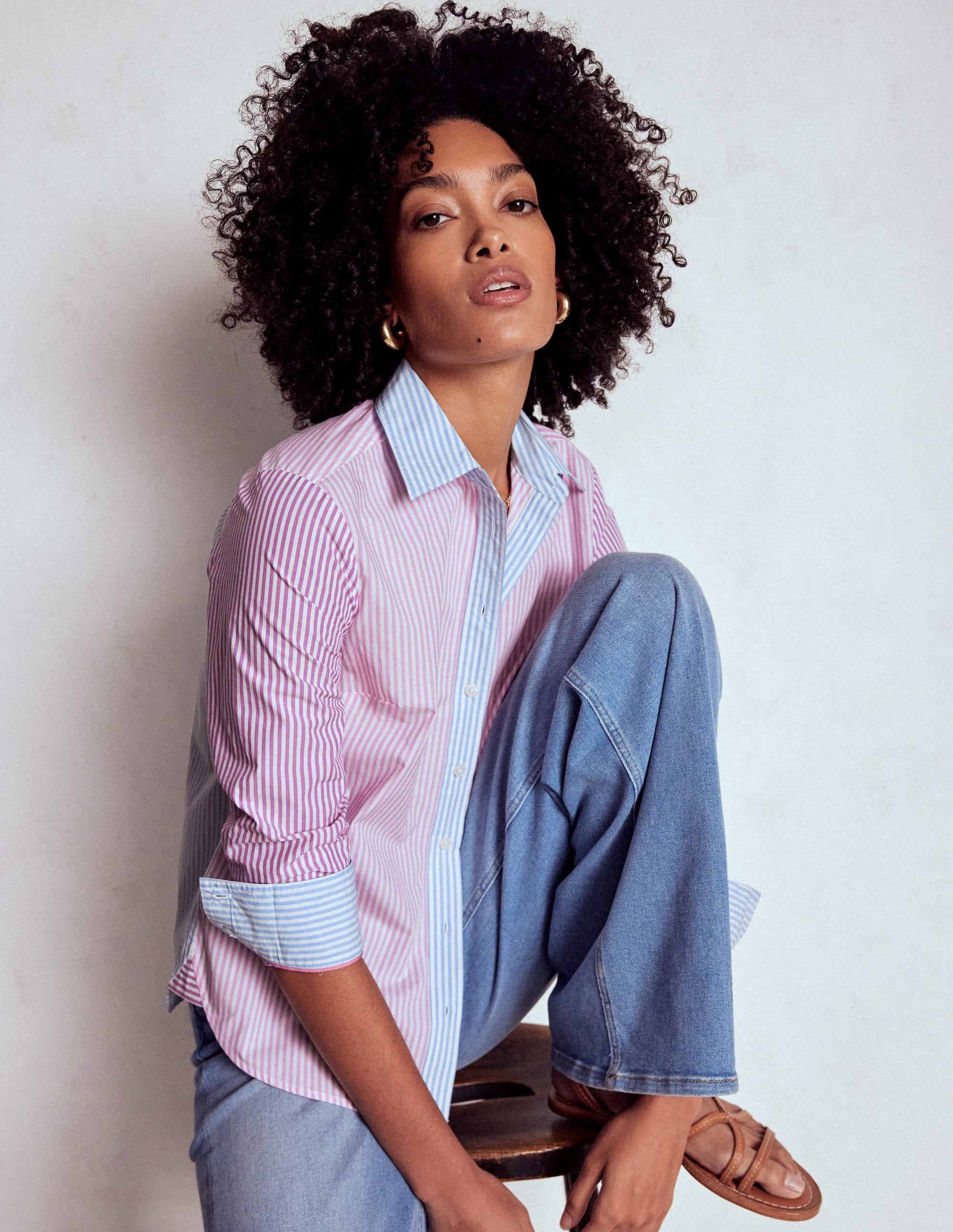 Sienna Cotton Shirt-Hotched, Multi Stripe - Image 1