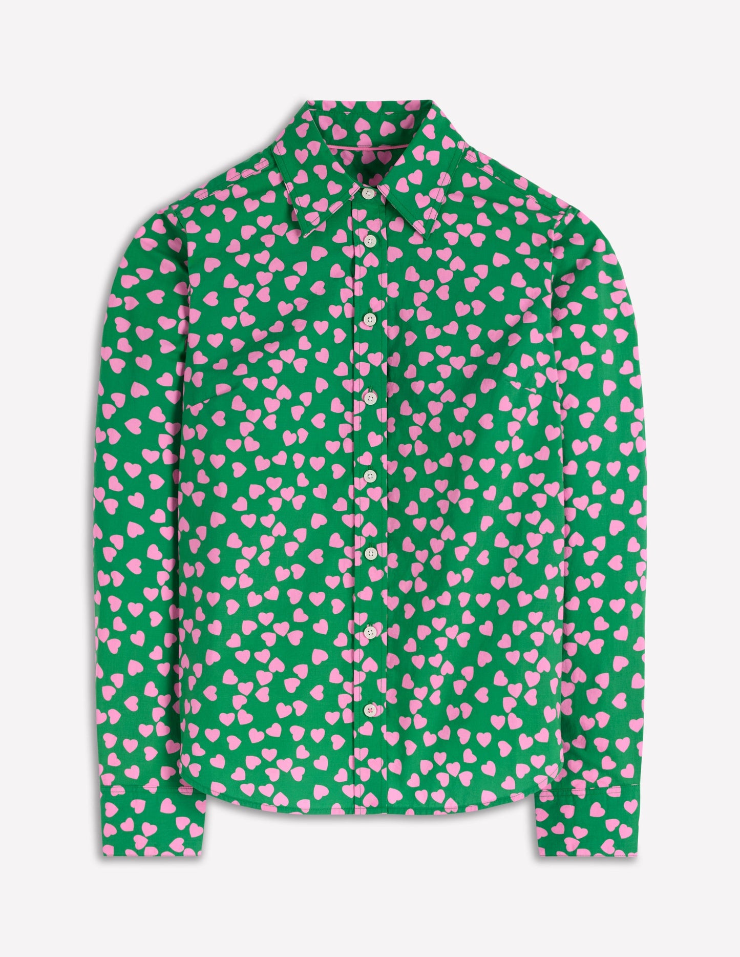 Sienna Cotton Shirt-Highland Green, Heart Cascade