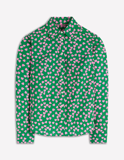 Sienna Cotton Shirt-Highland Green, Heart Cascade-5