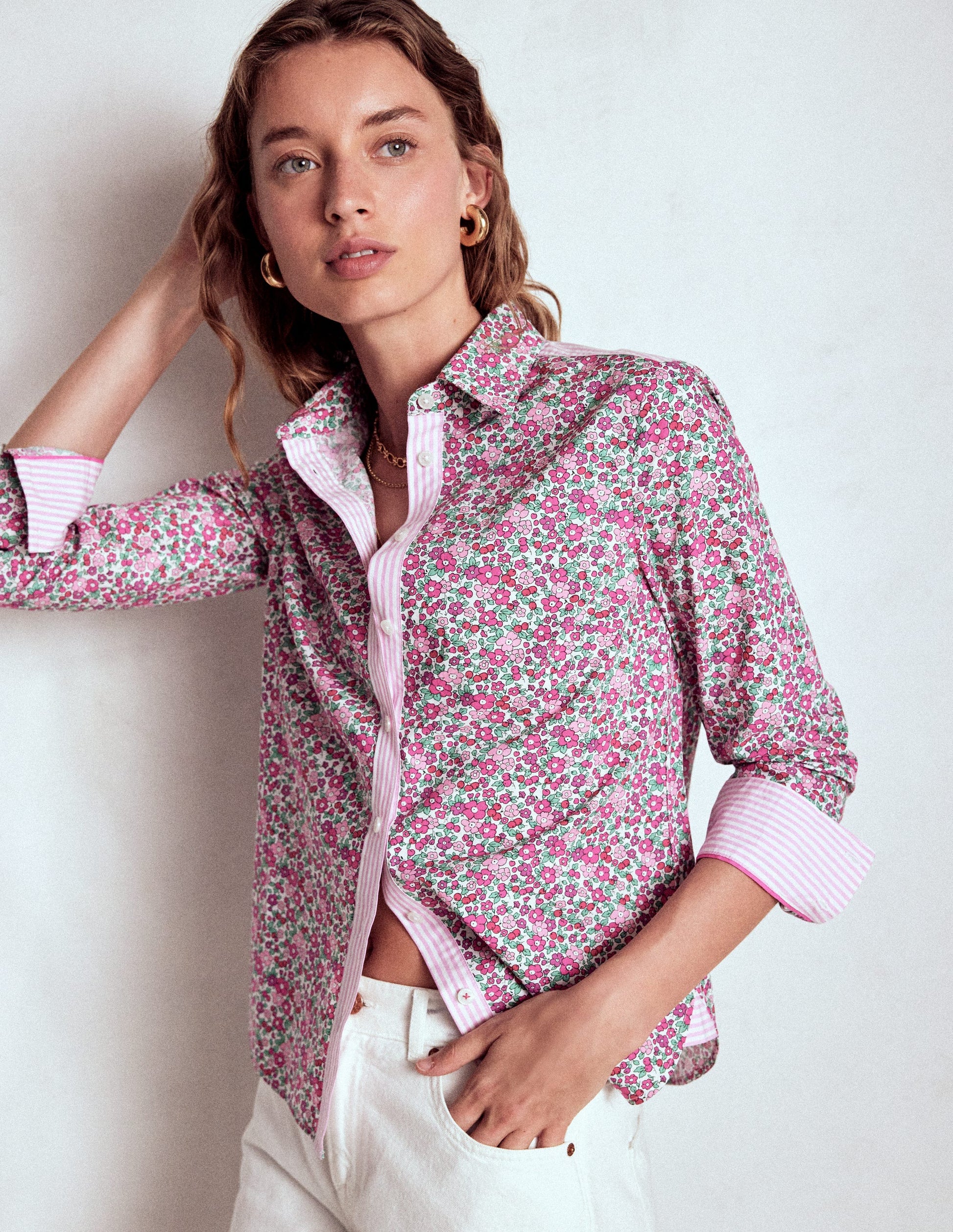 Sienna Cotton Shirt-Pop Pansy, Apple Blossom-4