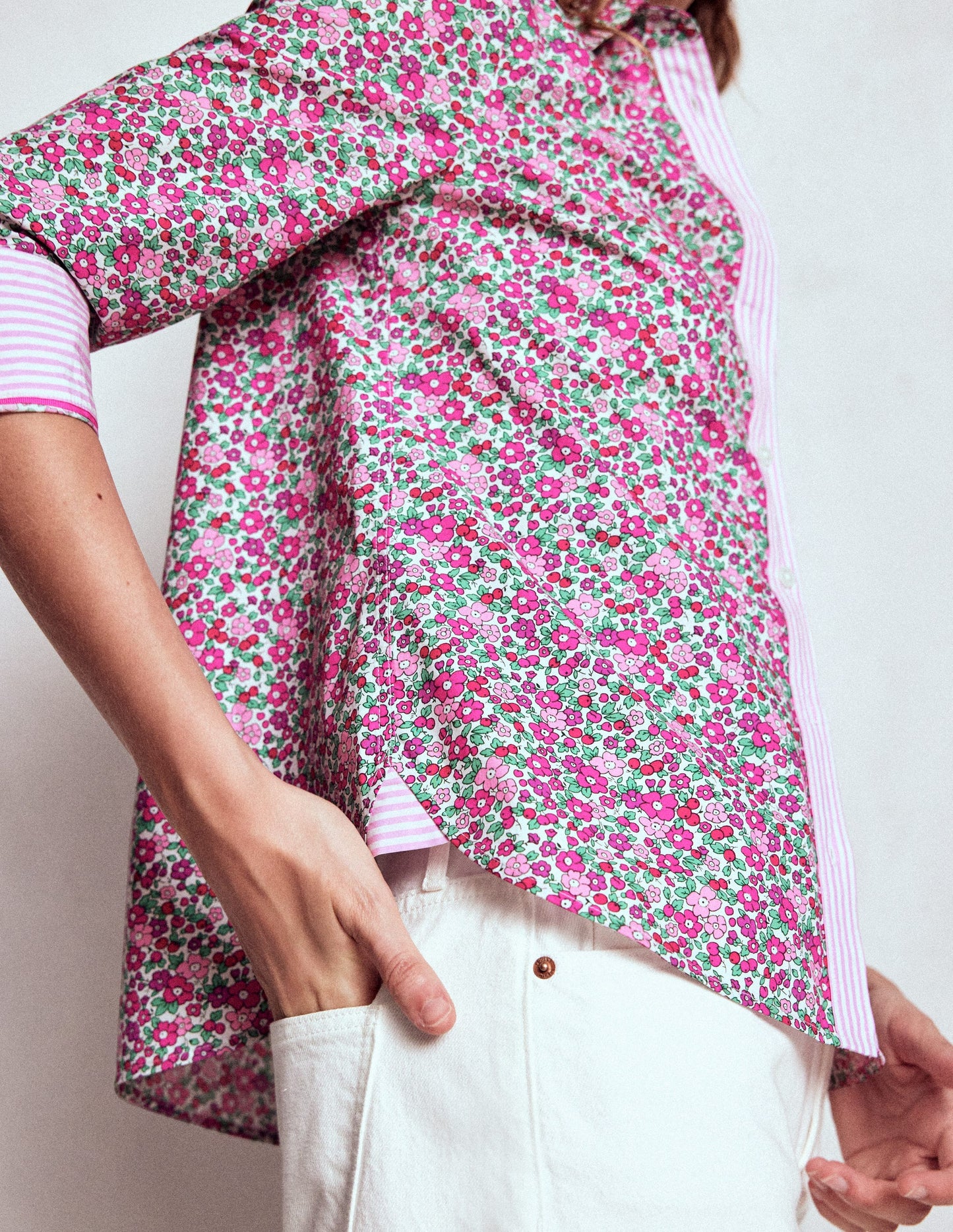 Sienna Cotton Shirt-Pop Pansy, Apple Blossom