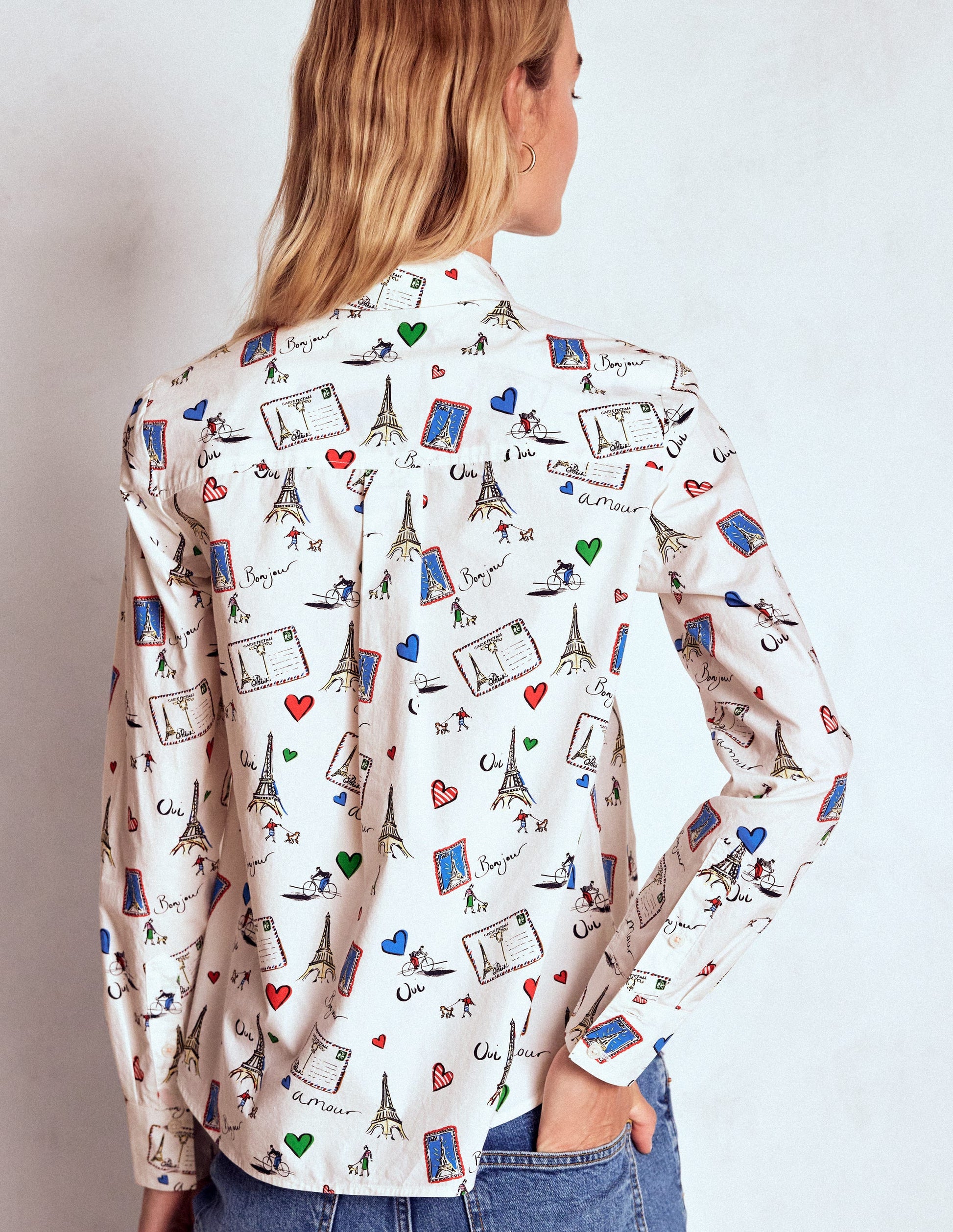 Sienna Cotton Shirt-Ivory, Postcard from Paris-3