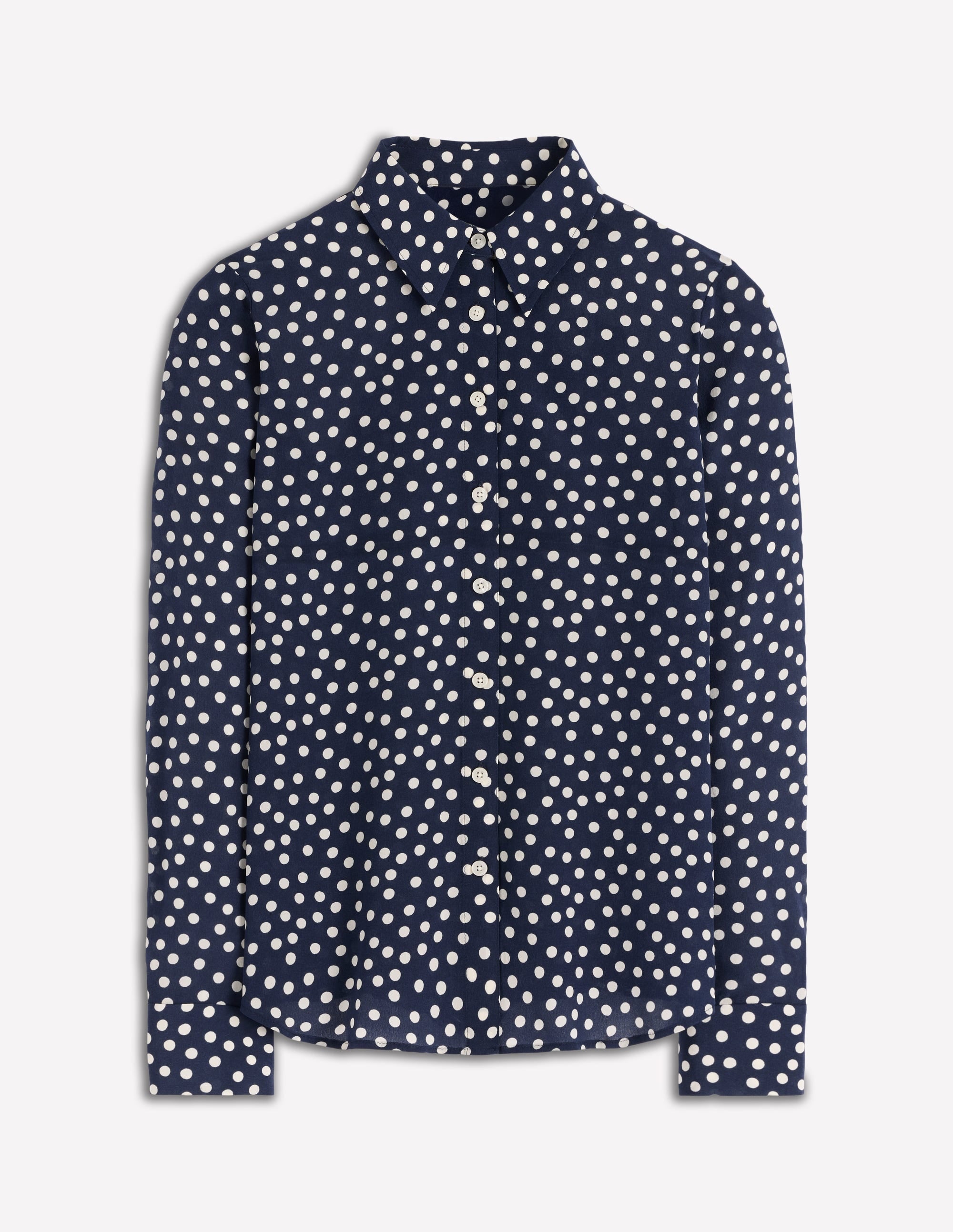 Sienna Silk Shirt-French Navy, Painted Dot - Image 6