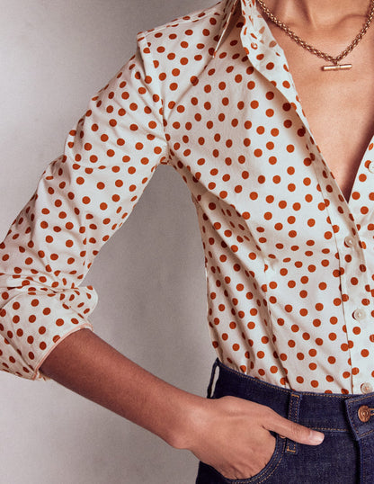 Saskia Stretch Cotton Shirt-Cognac, Painted Dot-2