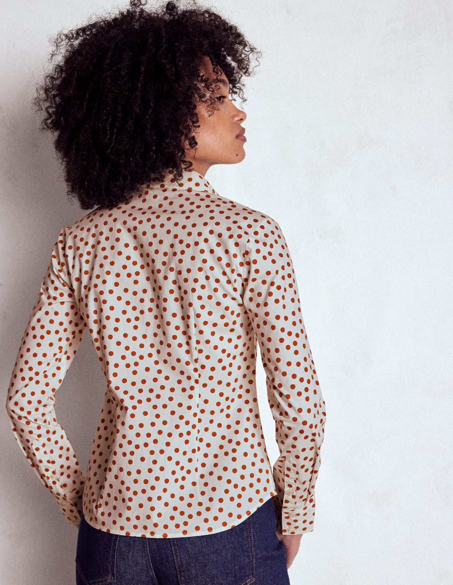 Saskia Stretch Cotton Shirt-Cognac, Painted Dot