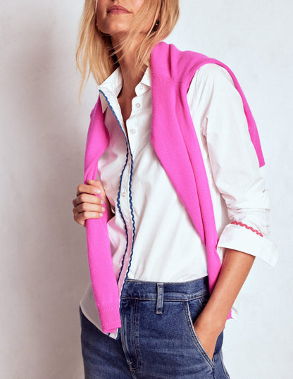 Sienna Interest Cotton Shirt-White, Multi Trim-2