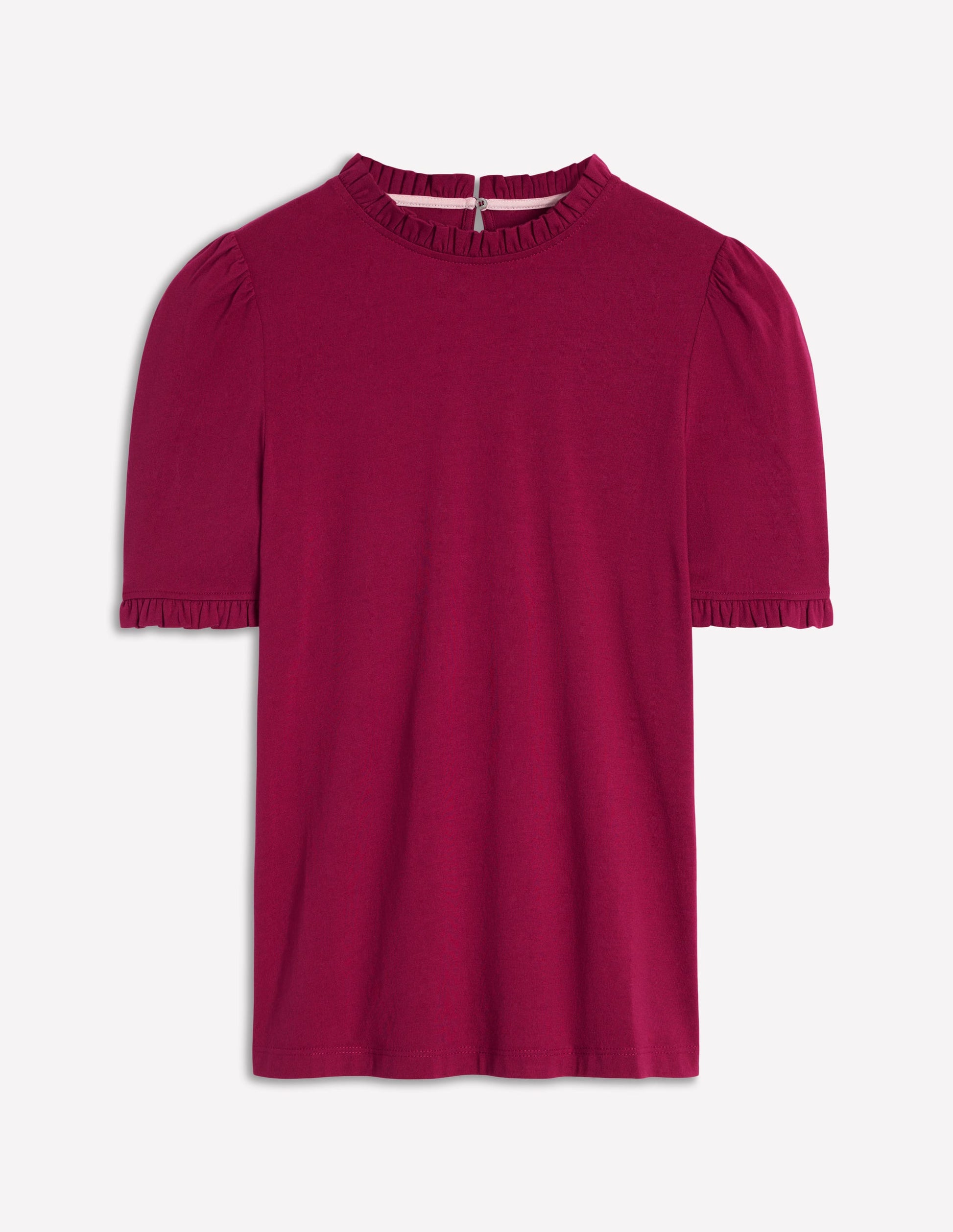 Supersoft Frill Detail T-shirt-Burgundy Red-6