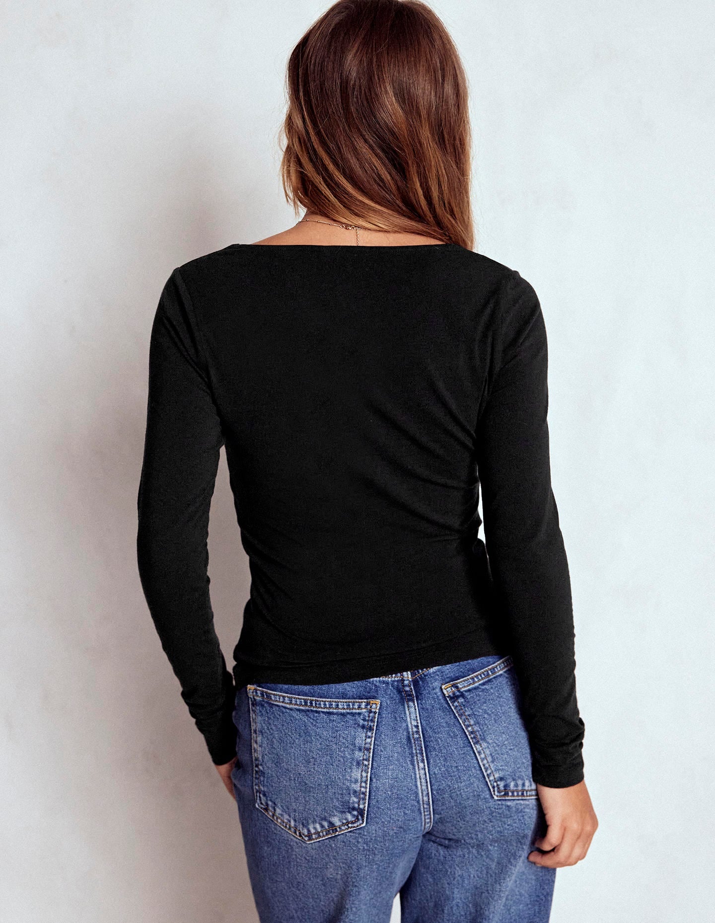 Double Layer Scoop Long Sleeve-Black-3