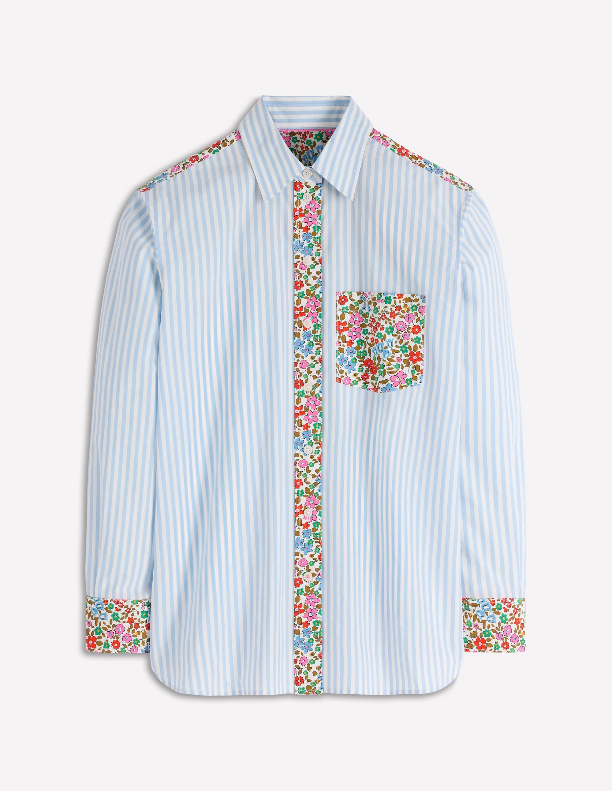 Sadie Relaxed Cotton Shirt-Blue Stripe, Flowerbed Hotch - Image 7