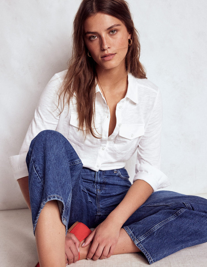 Amy Jersey Shirt-White