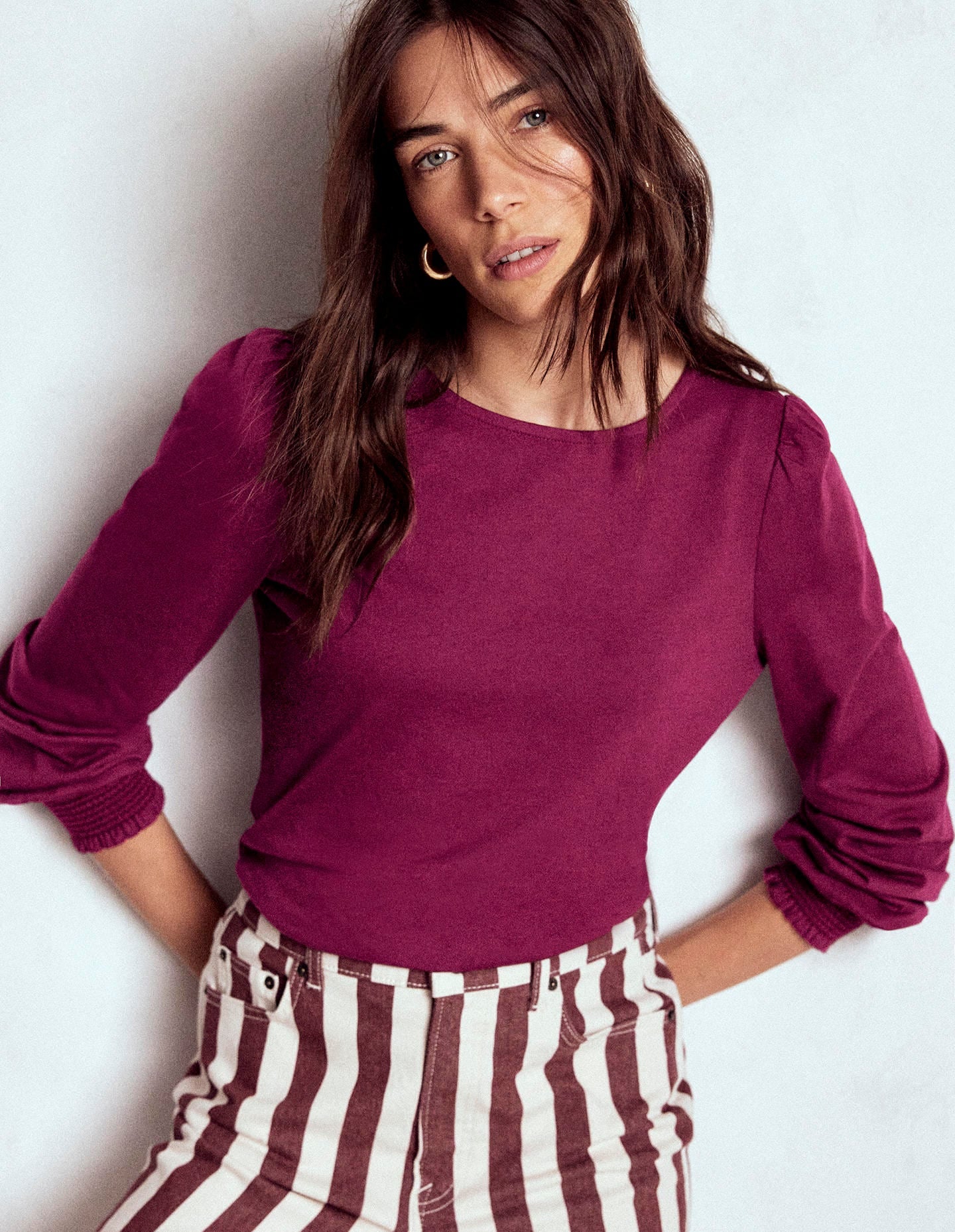 Smocked Cuff Supersoft Top-Deep Wisteria - Image 1