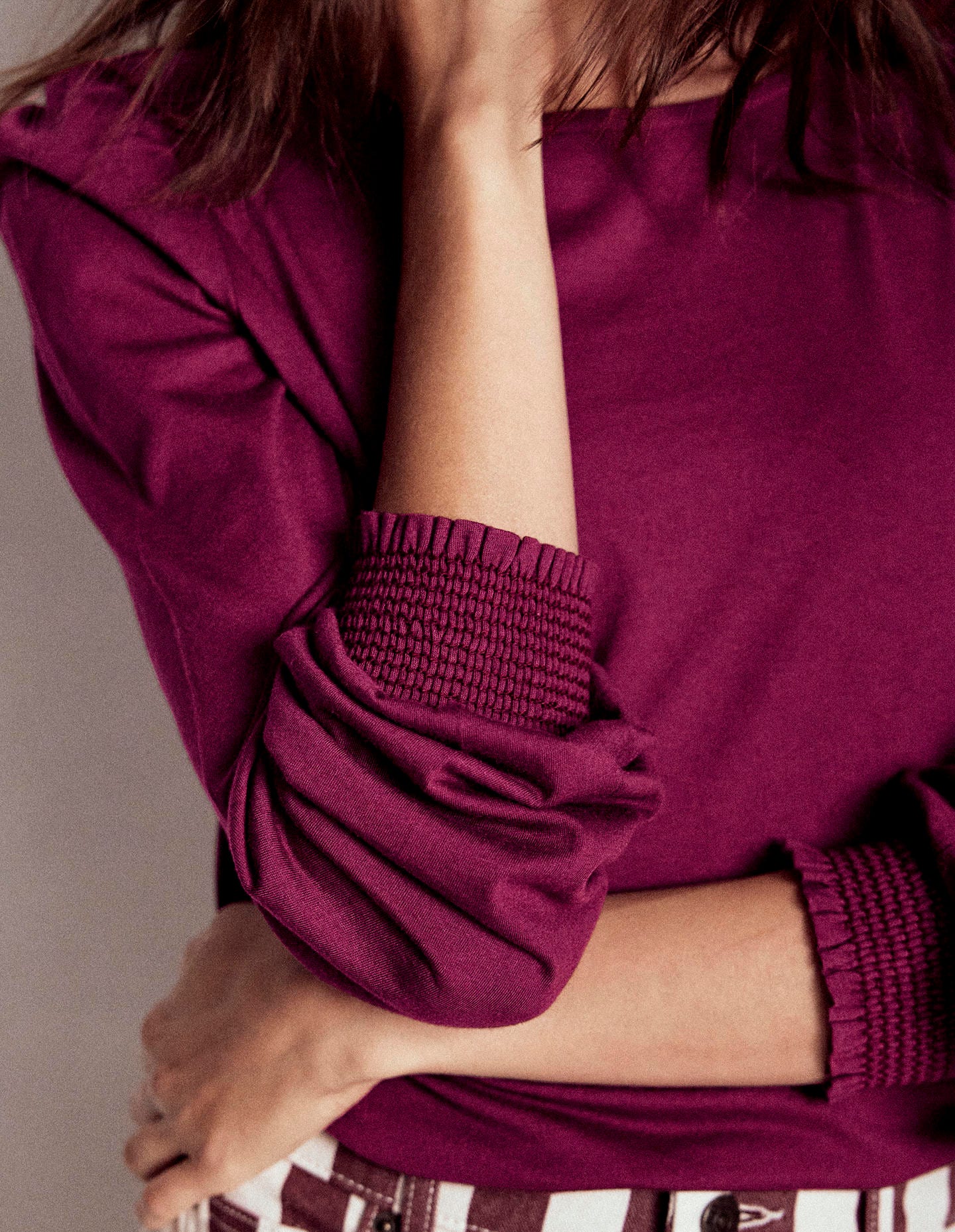 Smocked Cuff Supersoft Top-Deep Wisteria - Image 2