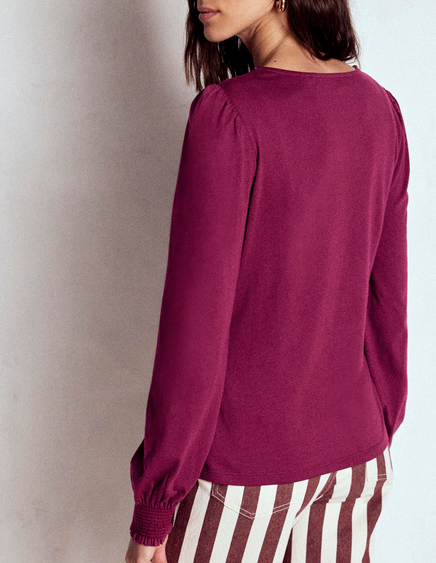 Smocked Cuff Supersoft Top-Deep Wisteria - Image 3