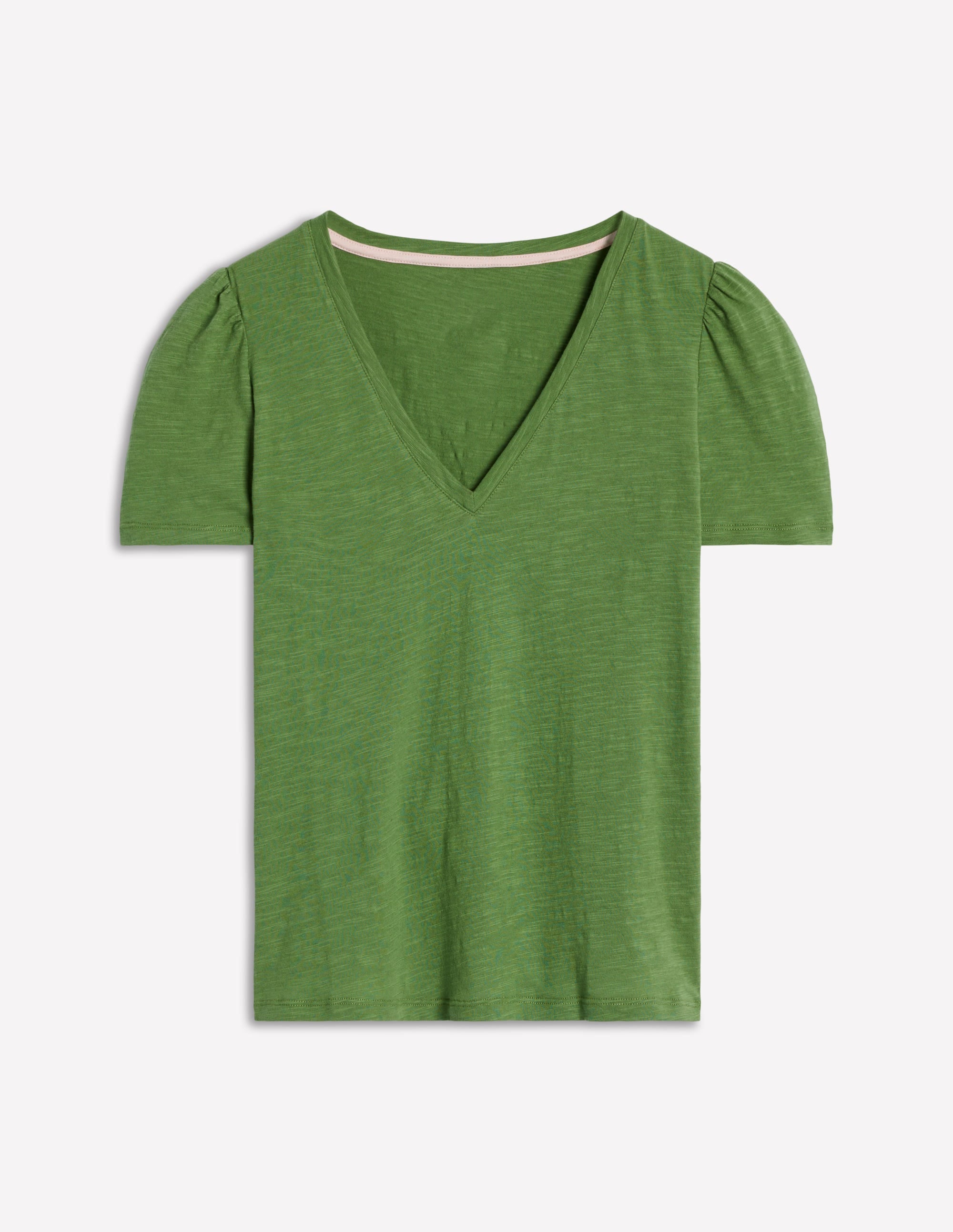Sophie V-neck Slub T-shirt-Safari Green - Image 5