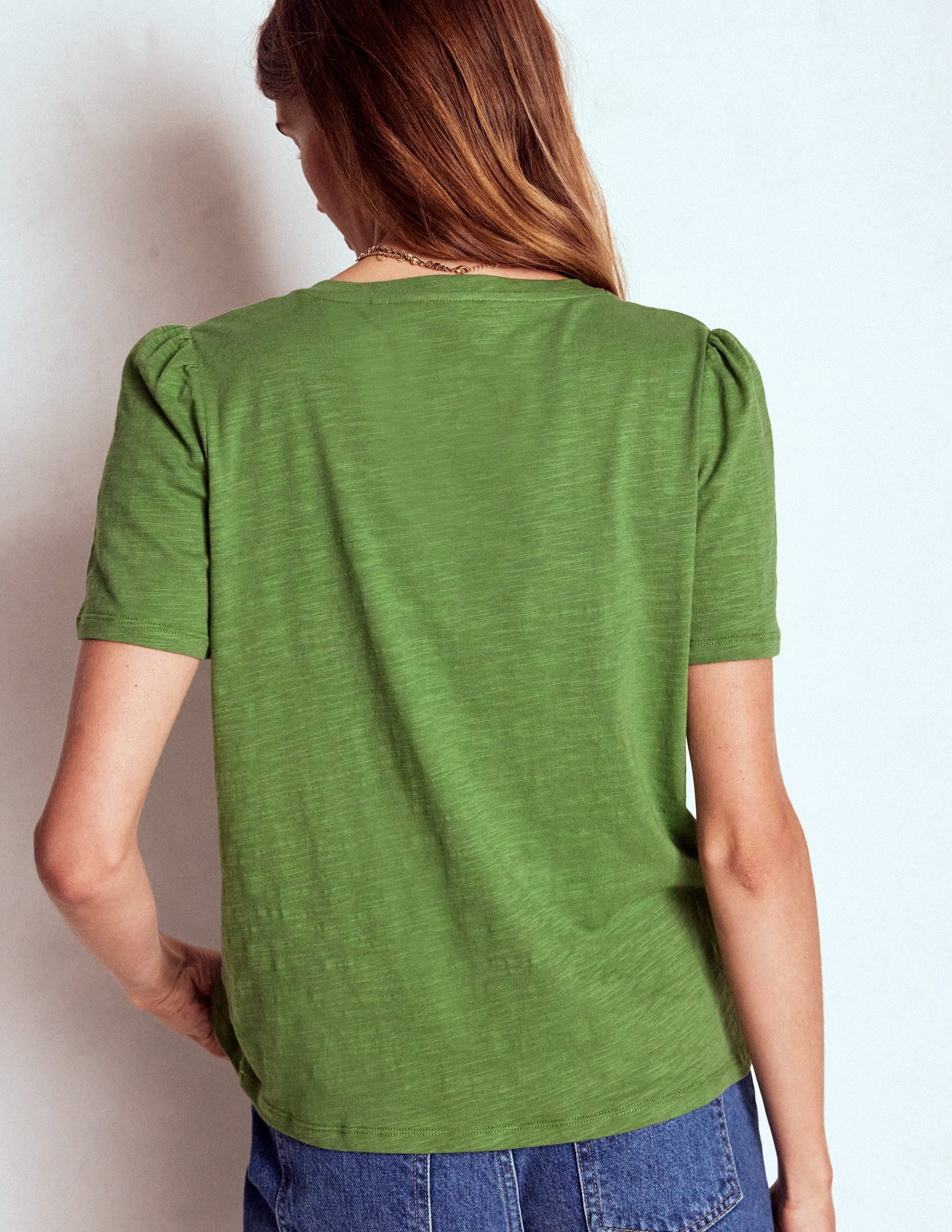 Sophie V-neck Slub T-shirt-Safari Green - Image 3