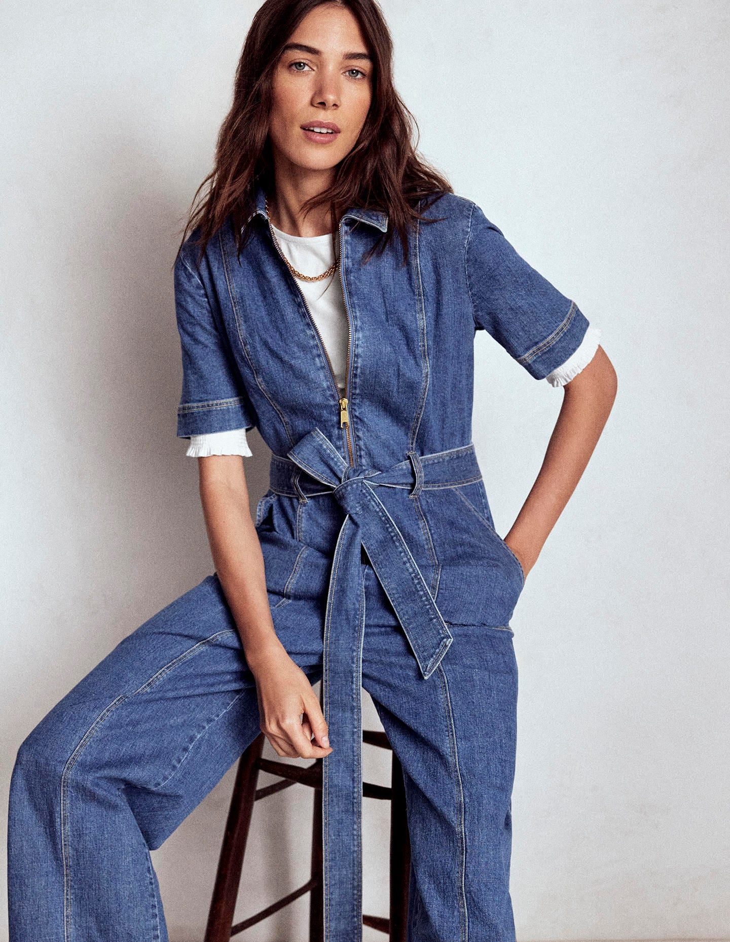 Short Sleeve Smocked Cuff Top-White