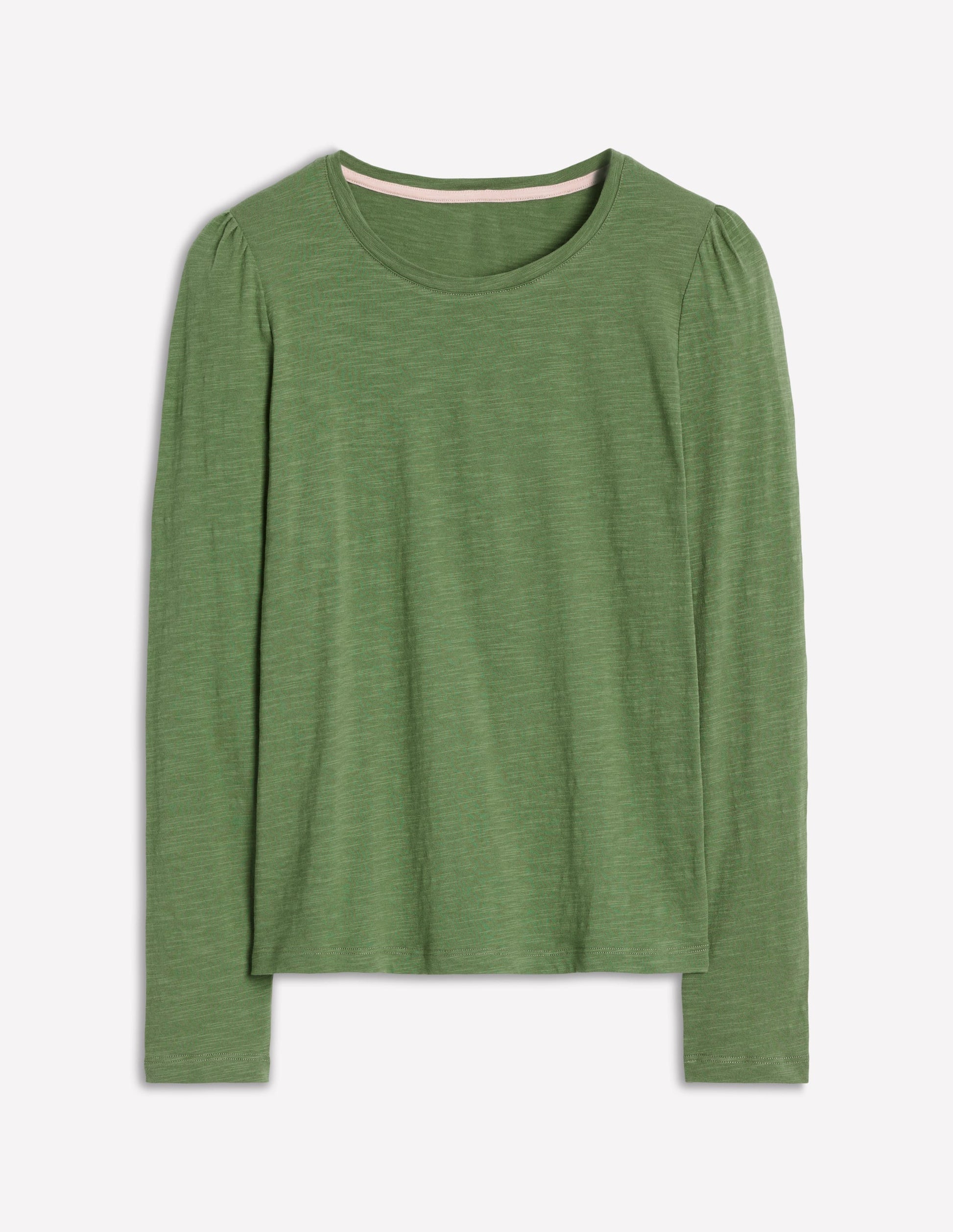 Cotton Crew Long Sleeve Top-Safari Green-5