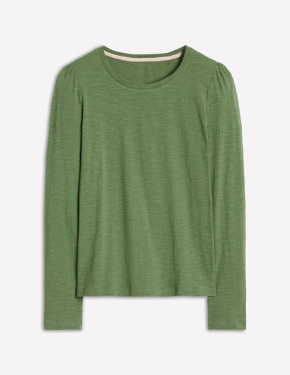 Cotton Crew Long Sleeve Top-Safari Green-5