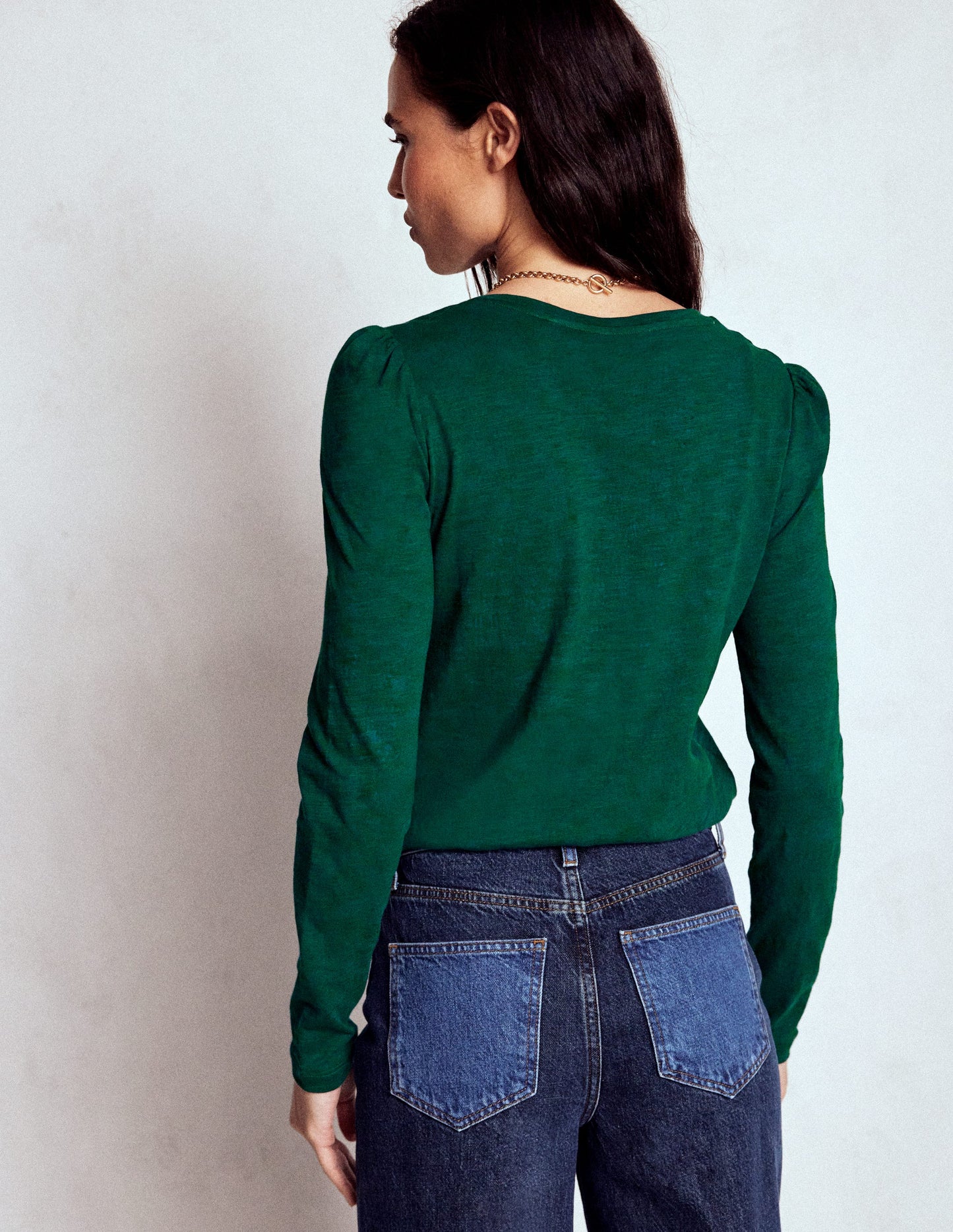 Cotton Crew Long Sleeve Top-Drake Green