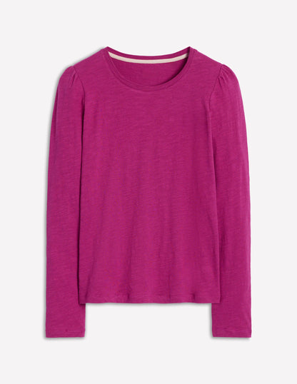 Cotton Crew Long Sleeve Top-Rich Magenta-5