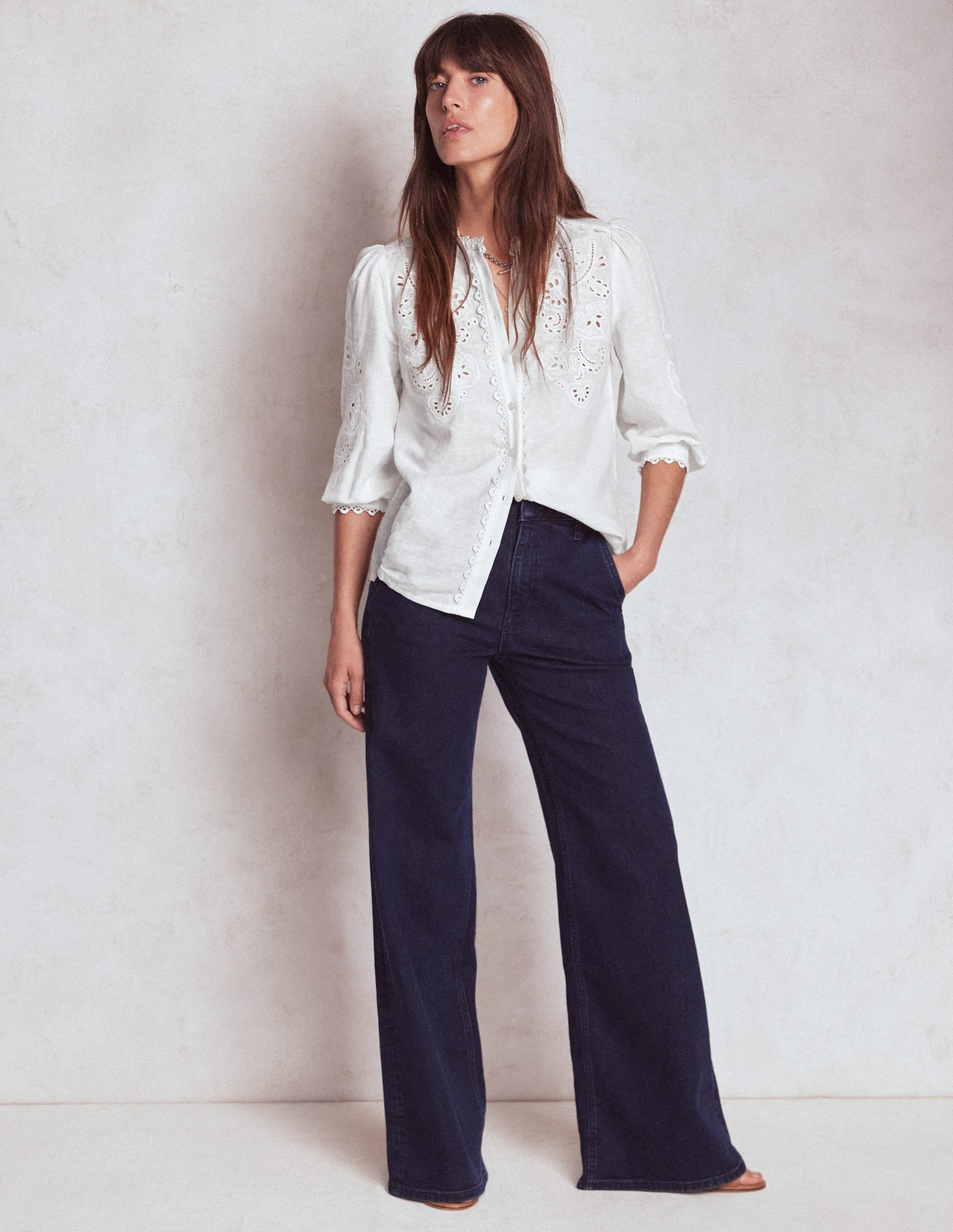 Alicia Cutwork Linen Top-White, Cutwork Embroidery - Image 4