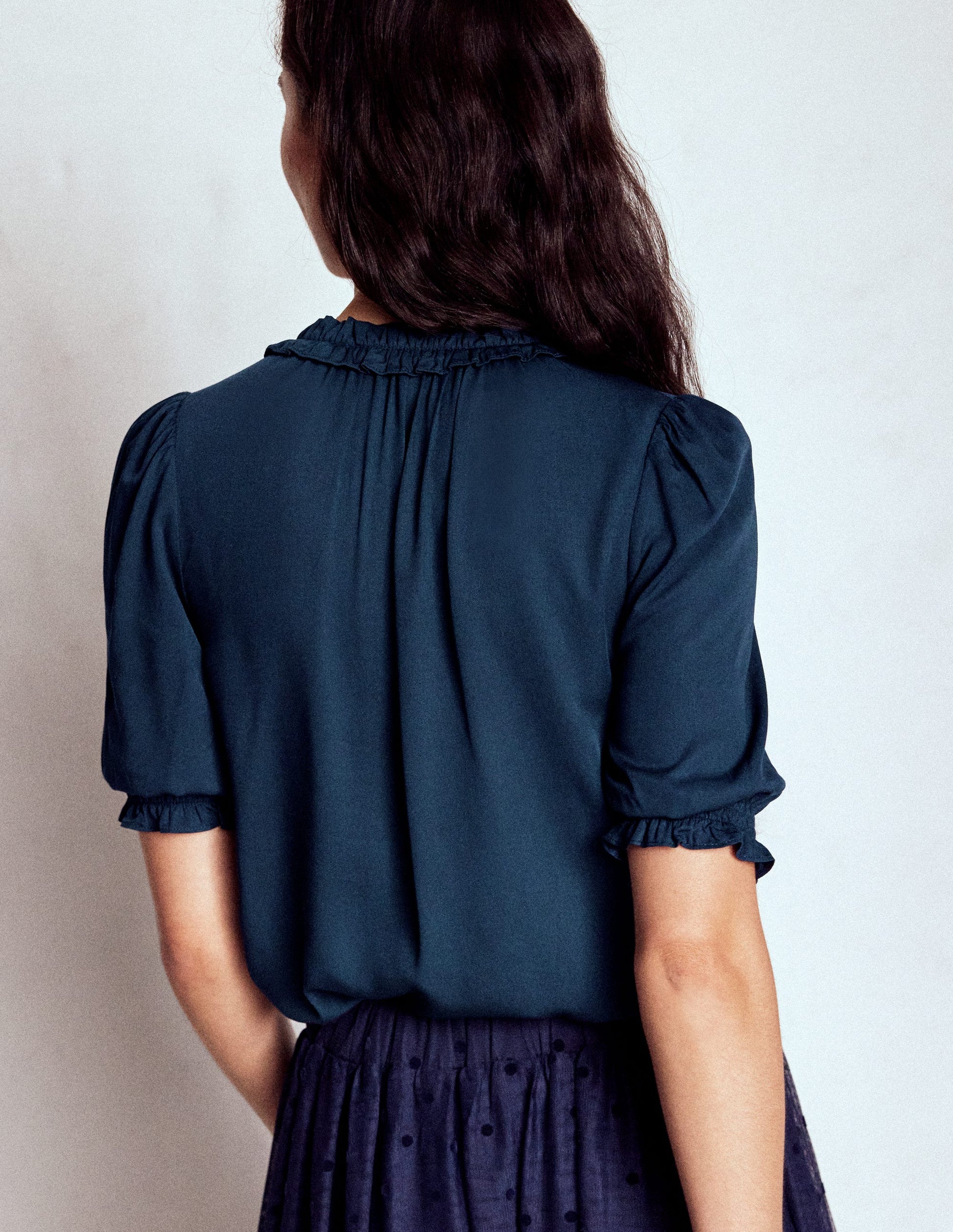 Ria Short Sleeve Top-Navy-3