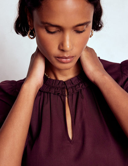 Ria Short Sleeve Top-Dark Cherry-2