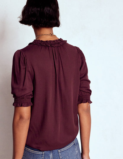 Ria Short Sleeve Top-Dark Cherry-3