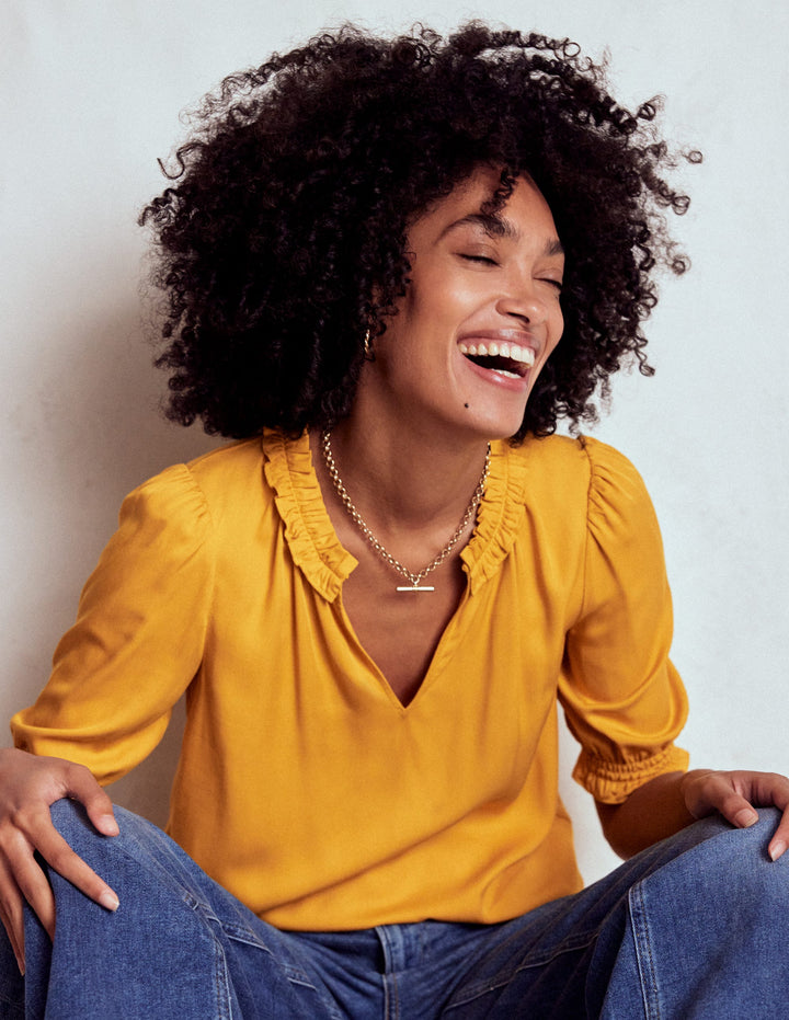 Ria Short Sleeve Top-Golden Rye