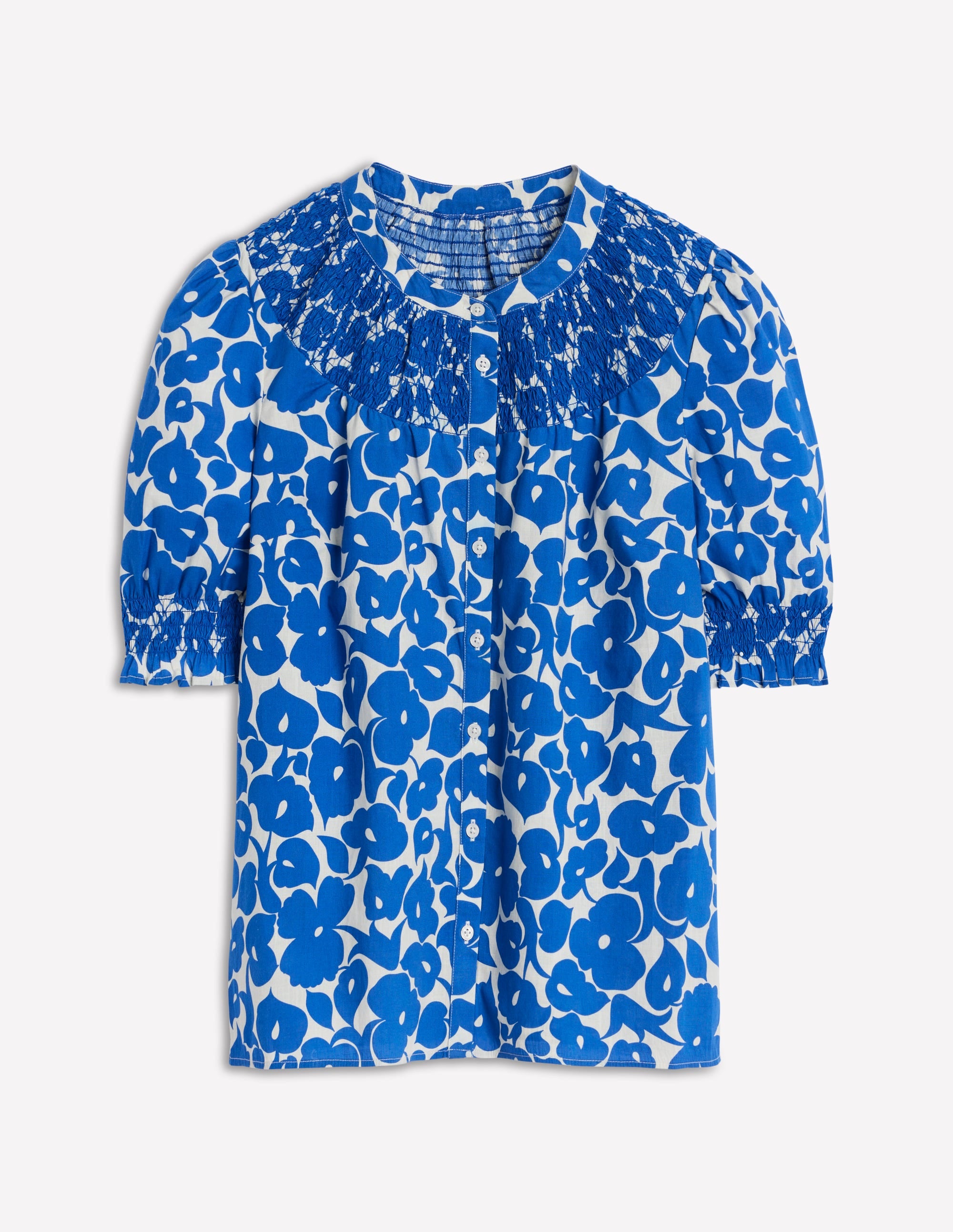 Effie Short Sleeve Top-Bright Blue, Leafy Grove - Image 5