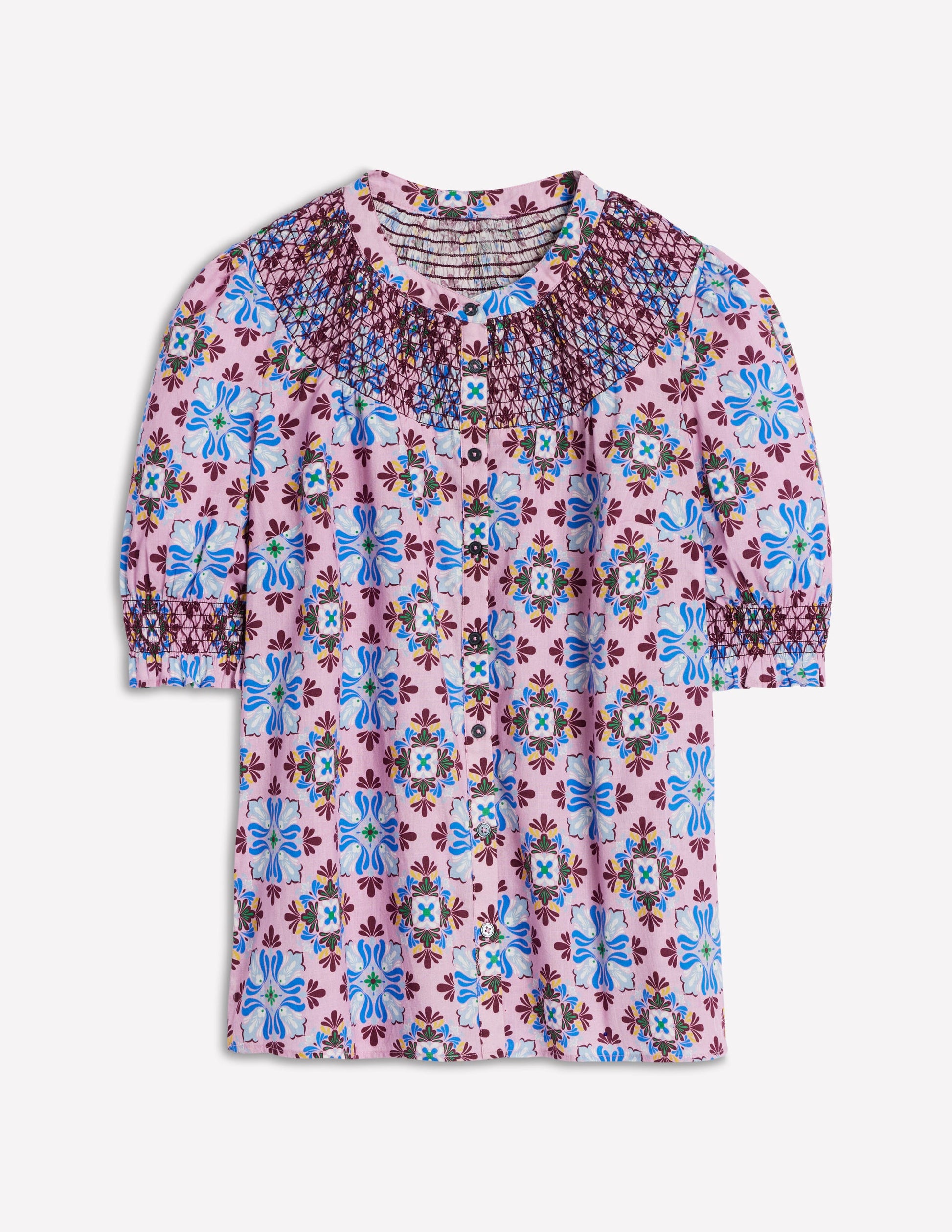 Effie Short Sleeve Top-Formica Pink, Bloom Mosaic-6