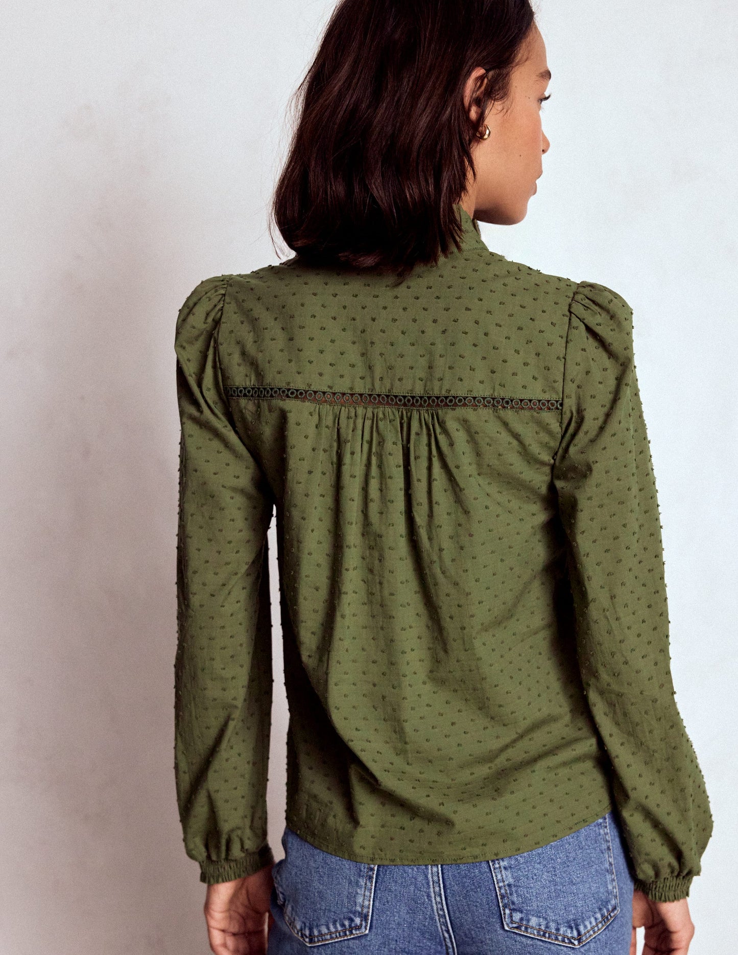Helena Cotton Dobby Top-Woodland Green