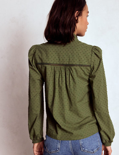 Helena Cotton Dobby Top-Woodland Green-3