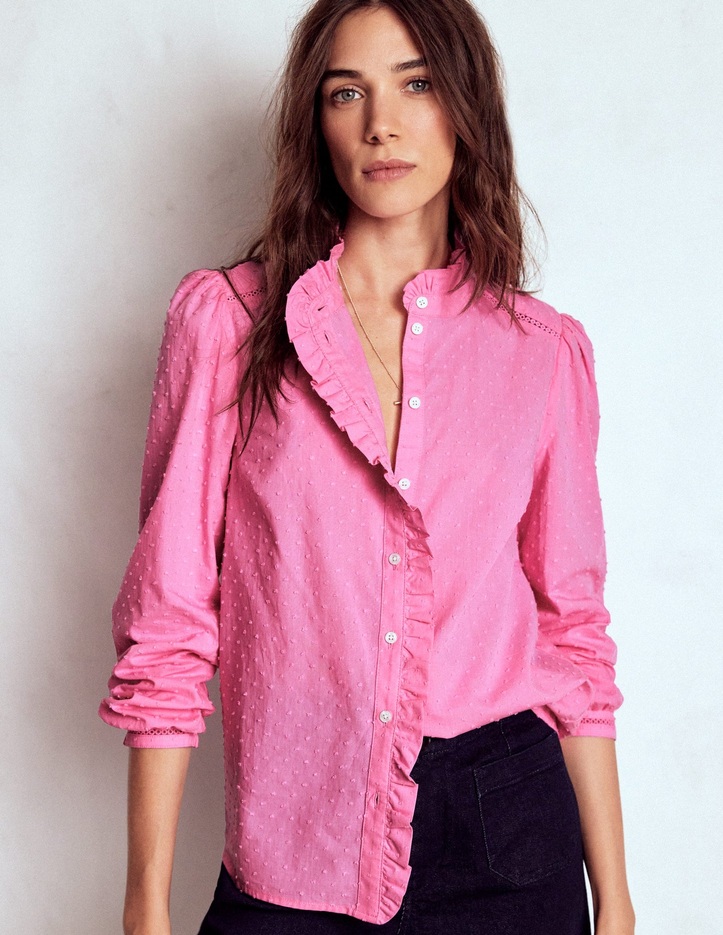 Helena Cotton Dobby Top-Rose Bloom