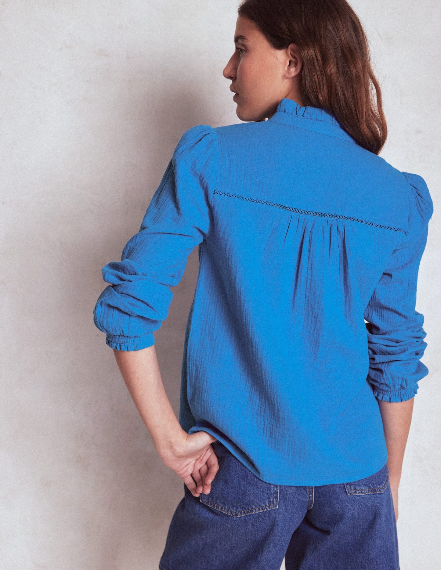 Helena Double Cloth Top-Kingfisher Blue