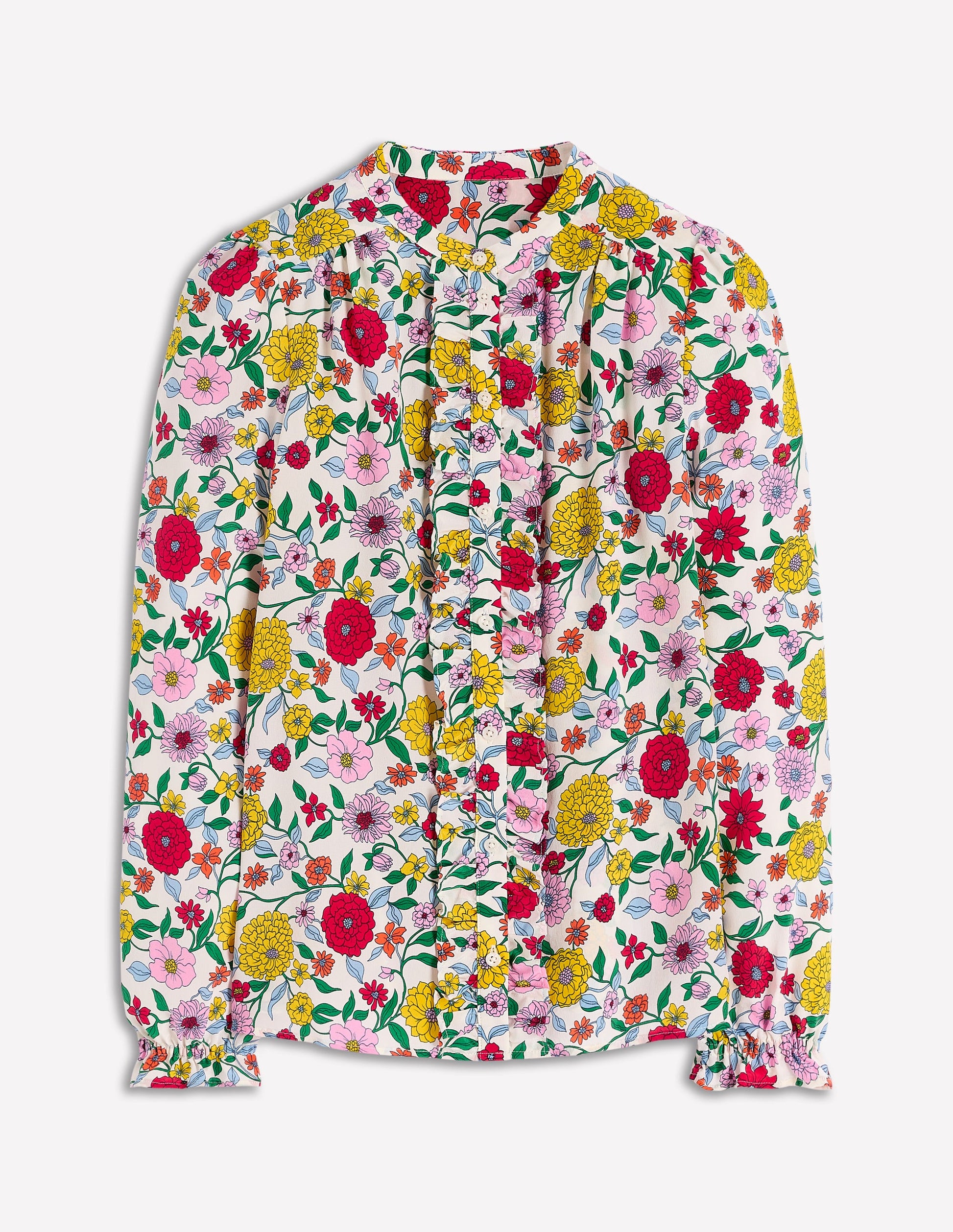 Alice Frill Front Silk Top-Multi, Dahlia Trail-8