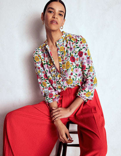 Alice Frill Front Silk Top-Multi, Dahlia Trail-1