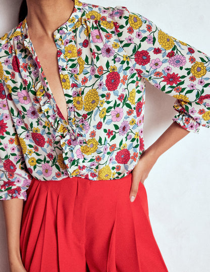 Alice Frill Front Silk Top-Multi, Dahlia Trail-2