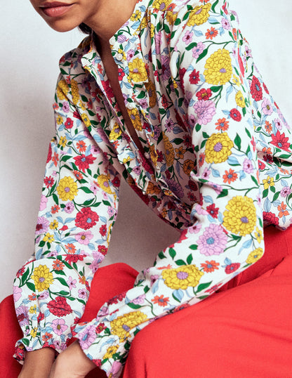 Alice Frill Front Silk Top-Multi, Dahlia Trail-5