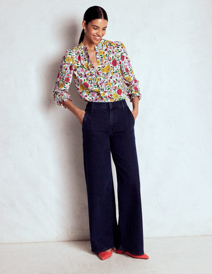 Alice Frill Front Silk Top-Multi, Dahlia Trail-6