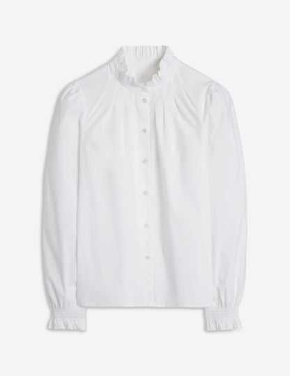 Lorna Pleated Cotton Top-White-7