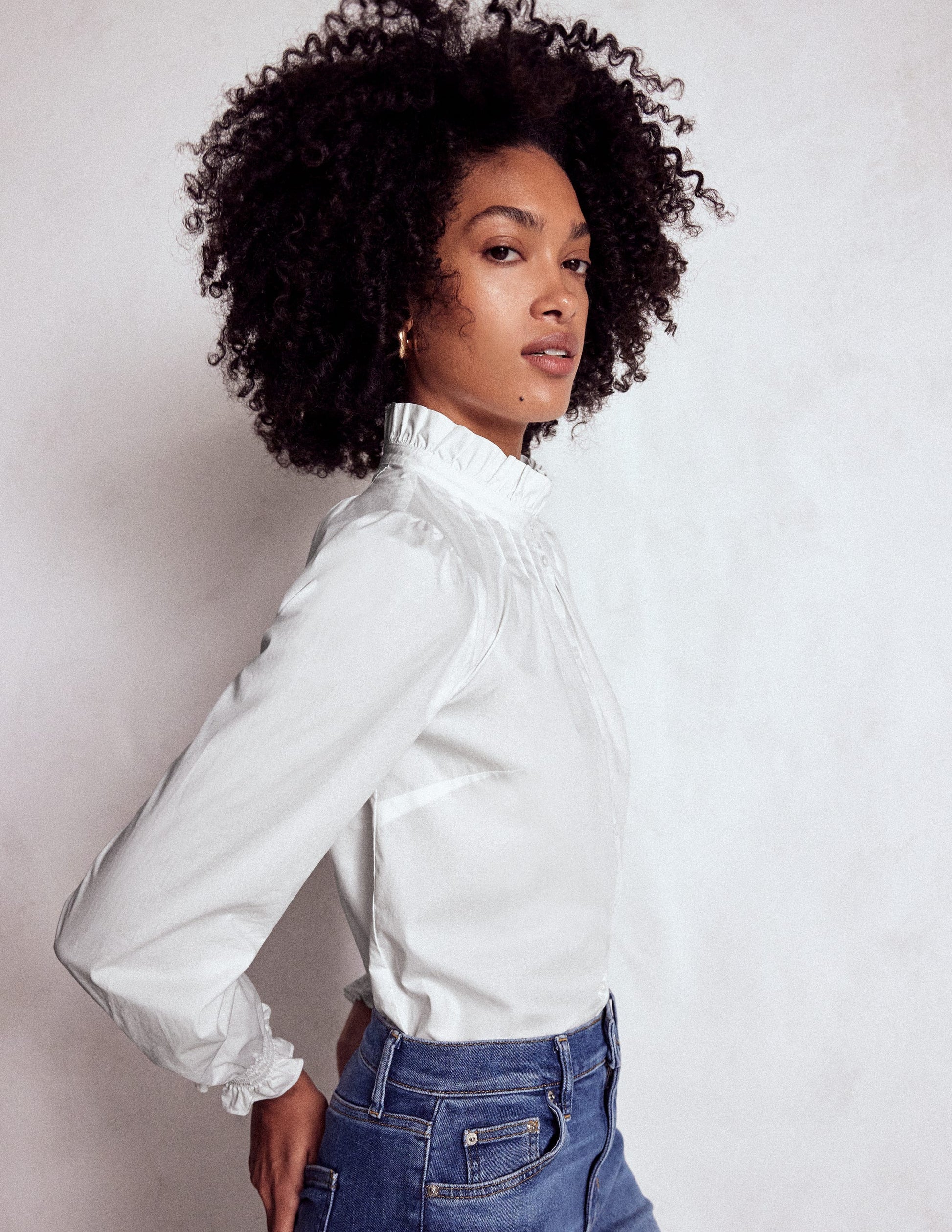 Lorna Pleated Cotton Top-White-4